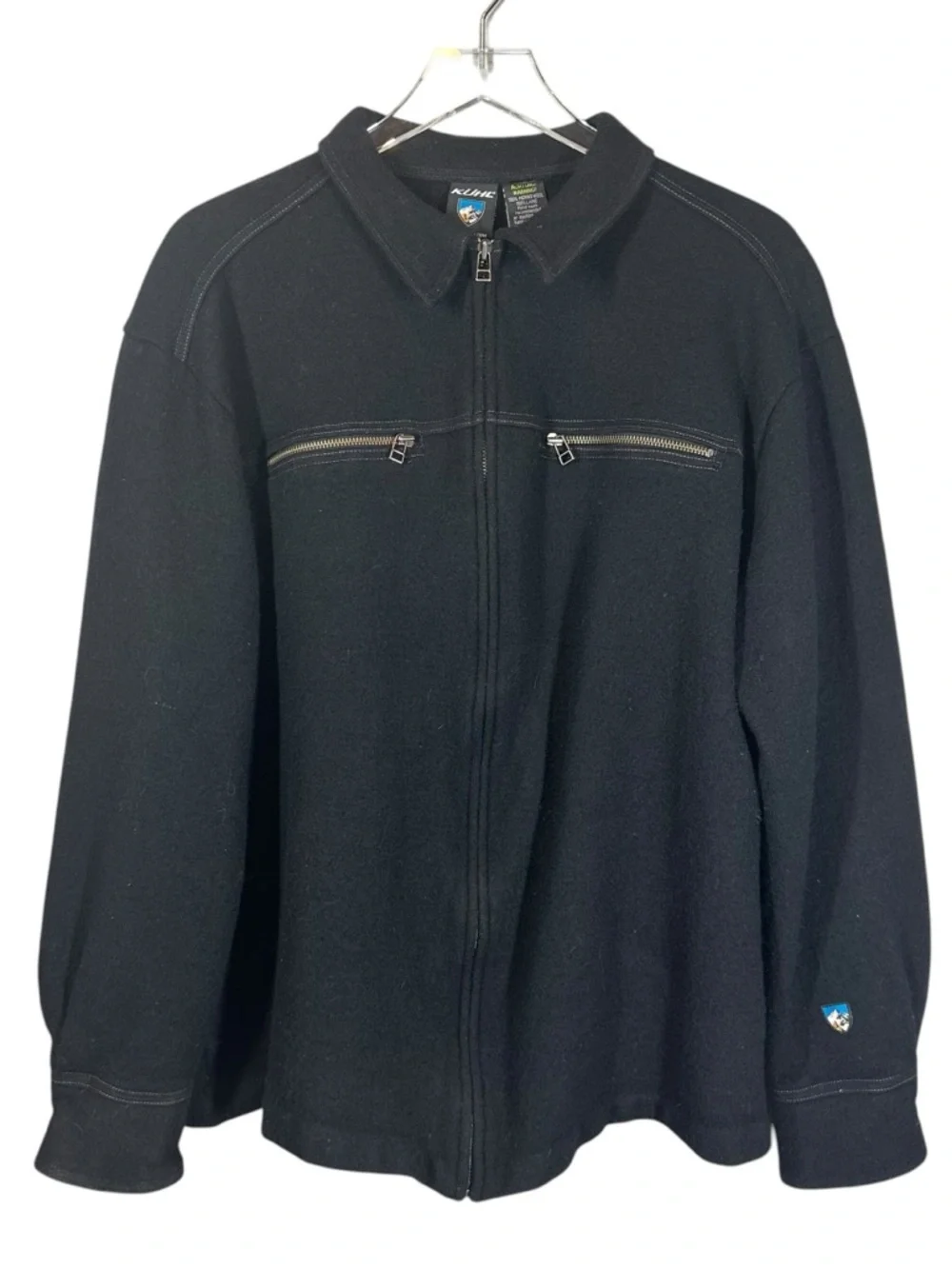 KUHL Men's XL Black 100% Merino Wool Full Zip Sweater Jacket
